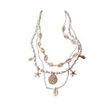Layered Shell Pearl and Starfish Pendant Necklace Set view 5