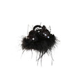 Large Black Feather Hair Claw With Sequin Bow And Loose Strands view 5