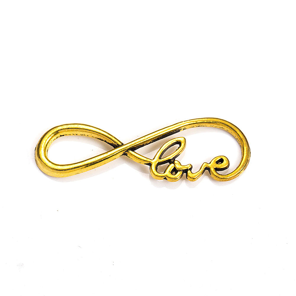 Curved Figure-8 LOVE Alloy Bracelet Connector Charm 38x14mm