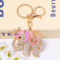 Rhinestone Crown Elephant Keychain Gold Tone Lucky Charm view 6