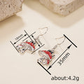 Silver Tone Red Enamel Mushroom Black Cat Drop Earrings view 4