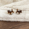 Brown Horse Stud Earrings In Two Metal Tones With Decorative Metal Details view 7
