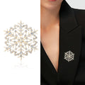 Crystal Snowflake Brooch in Gold or Silver Tone Openwork view 2