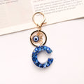 Blue Shell Resin Letter Keychain with Evil Eye Charm view 8