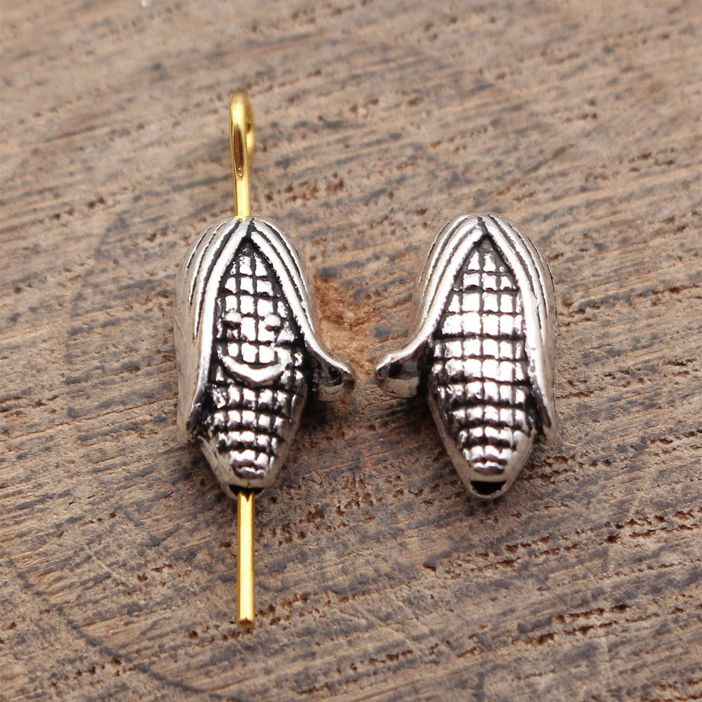 12x7.9x5.2mm 1.4g Antique Silver Zinc Alloy Smiling Corn Spacer Beads for Bracelet Jewelry Making