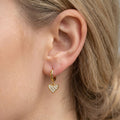 Gold Tone Pave Heart Drop Hoop and Leverback Earrings view 3