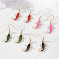 Enamel Koi Carp Fish Drop Earrings Gold Hooks 4 Colors view 1