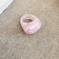Resin Chunky Open Rings Twelve Colors Pink Blue Green Brown view 2