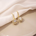 Gold Clear Look Halo Round Delicate Small Hook Earrings view 3