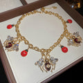 Gold Bee Ladybug Crystal Insect Necklace and Stud Earrings view 7