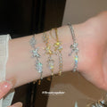 Butterfly Flower Cubic Zirconia Slider Bracelets Gold Silver view 3
