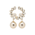 Crystal Wreath Earrings with Large White Bead Drops view 5