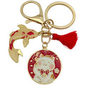 Red Lucky Cat Koi Tassel Metal Clasp Keychain Pair view 5