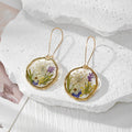 Resin Dried Flower Gold Frame Drop Earrings 9 Styles view 3