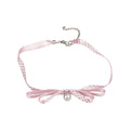 Pink Polka Dot Ribbon Choker Necklaces With Pearl Details view 5