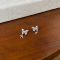 Silver Crystal Butterfly and Star Ear Clips With Looping Chains view 6