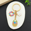 Colorful Easter Basket Rabbit and Egg Metal Keychain Pair view 2