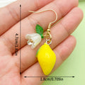 Resin Lemon Charm Bell Flower Dangle Earrings 8 Fruit Color Styles view 6