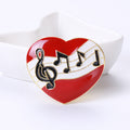 Red Enamel Heart Music Notes Treble Clef Brooch Gold Rim view 6