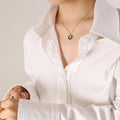 Gold Green Enamel Daisy Flower Stud Earrings And Pendant Necklace view 7