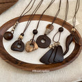Brown Wood Look Pendant Necklaces In Three Shapes Jewelry Design view 4