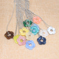 Silver Tone Ball Chain Resin Flower Pendant Necklaces in Thirteen Colors view 2
