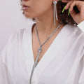 Knot Snake Chain Lariat Necklace Matching Tassel Drop Earrings view 3