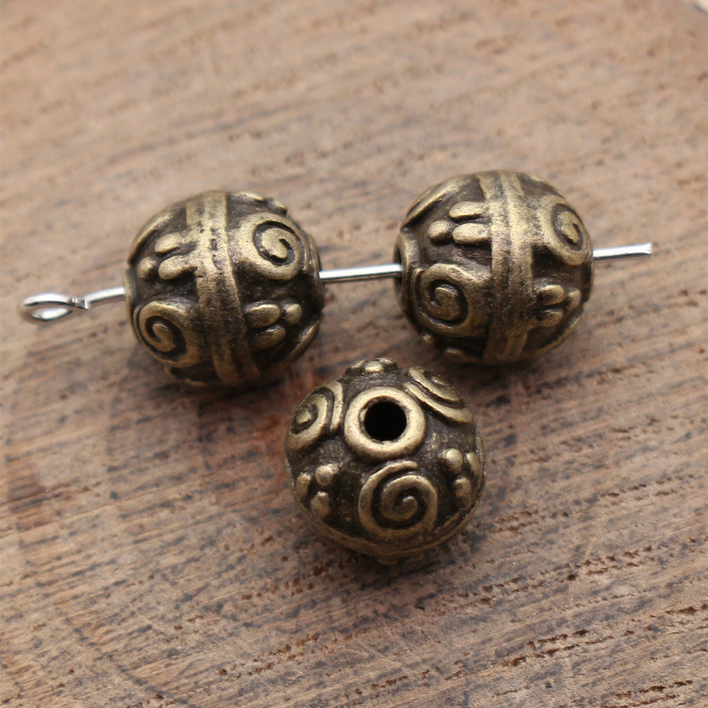 10x10x10mm 3.2g Multicolor Zinc Alloy Swirl Texture Spacer Beads for Bracelet Necklace Jewelry Making
