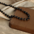 Black Round Bead Necklaces Gold Toggle Clasp Three Sizes view 3