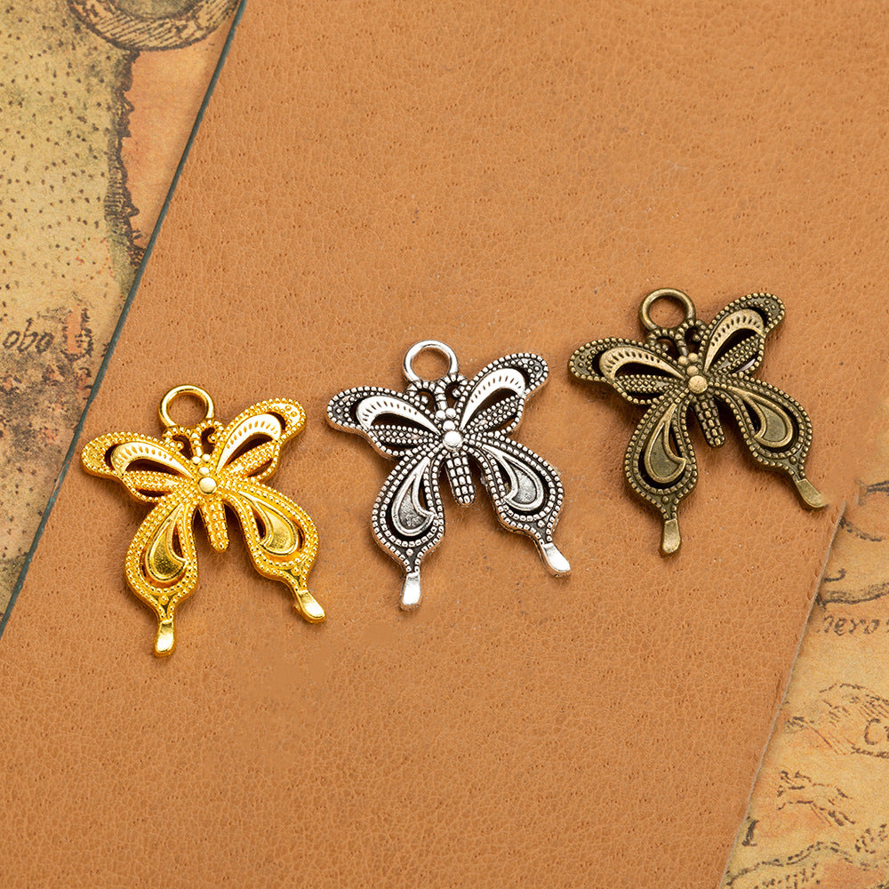 Vintage Alloy Butterfly Charm Pendant 28x24mm