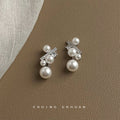Percent Symbol Pearl CZ Stud Earrings Silver Tone Metal view 4