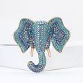 Crystal Elephant Head Brooch In Blue Pink And Brown view 3