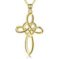 Two Tone Infinity Knot Cross Pendant Necklace Gold Heart Detail view 4