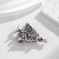 Aqua Silver Tone Christmas Tree Crystal Metal Brooch Pin view 3