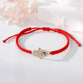 Gold Tone Crystal Hamsa Blue Evil Eye Red Cord Bracelets in Four Designs view 4