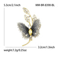 Gold Embroidered Butterfly Brooch Yellow Center Leaves view 4