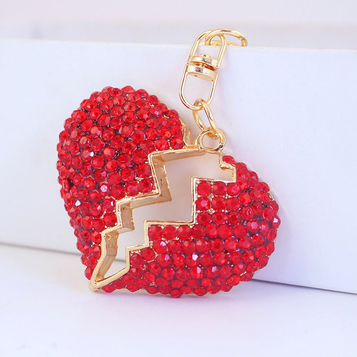 Cute Rhinestone Heart Car Keychain Bag Charm for Women