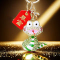 Jeweled Striped Snake Keychains with Six Blessing Plaque Options view 4