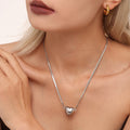 Split Heart Pendant Snake Chain Necklace Gold and Steel view 3
