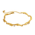 Gold Irregular Organic Link Bracelet Clear Stones Lobster Clasp view 5