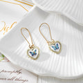 Gold Tone Heart-Shaped Pressed Flower Drop Earrings in Seven Designs view 5