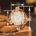 Champagne Gold Vintage Oval Faux Opal Filigree Ring view 4