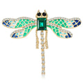 Long Tail Dragonfly Brooch in Purple or Green Crystal Wings view 1