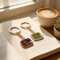 Lets Study Chalkboard Enamel Keychain Gold Ring Charm view 3
