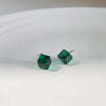 Faceted Cube Stud Earrings In Six Glass Like Color Options view 8