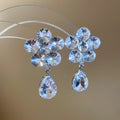 Crystal Flower Faceted Teardrop Stud Earrings Statement Pair view 6