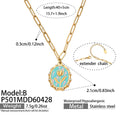 Gold Paperclip Chain Tulip Enamel Oval Pendant Necklace view 9