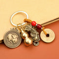 Chinese Zodiac Brass Gourd Pi Xiu Good Luck Keychain Charm