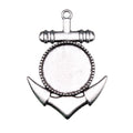 Anchor Round Cabochon Pendant Tray in Antique Silver and Antique Bronze Metal Finish view 1