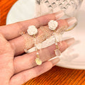 Clear Glitter Butterfly Rose Pearl Drop Earrings Studs view 2